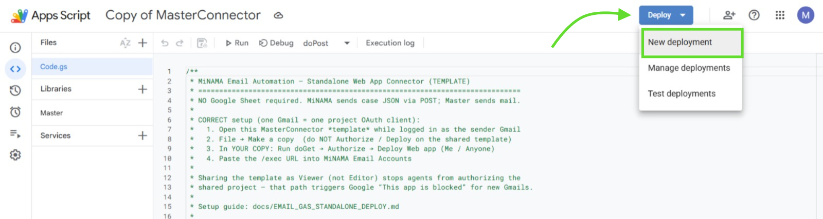 Deploy New deployment